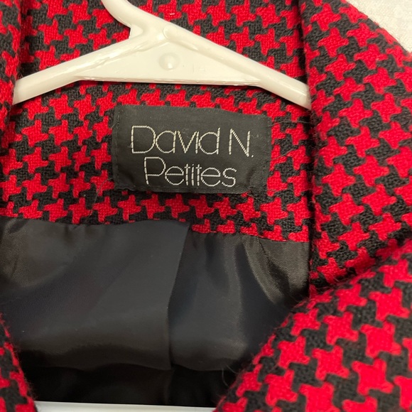 David N Petites Women’s Full Zip Houndstooth Jacket Lined Two Side Front Pockets - Picture 3 of 6
